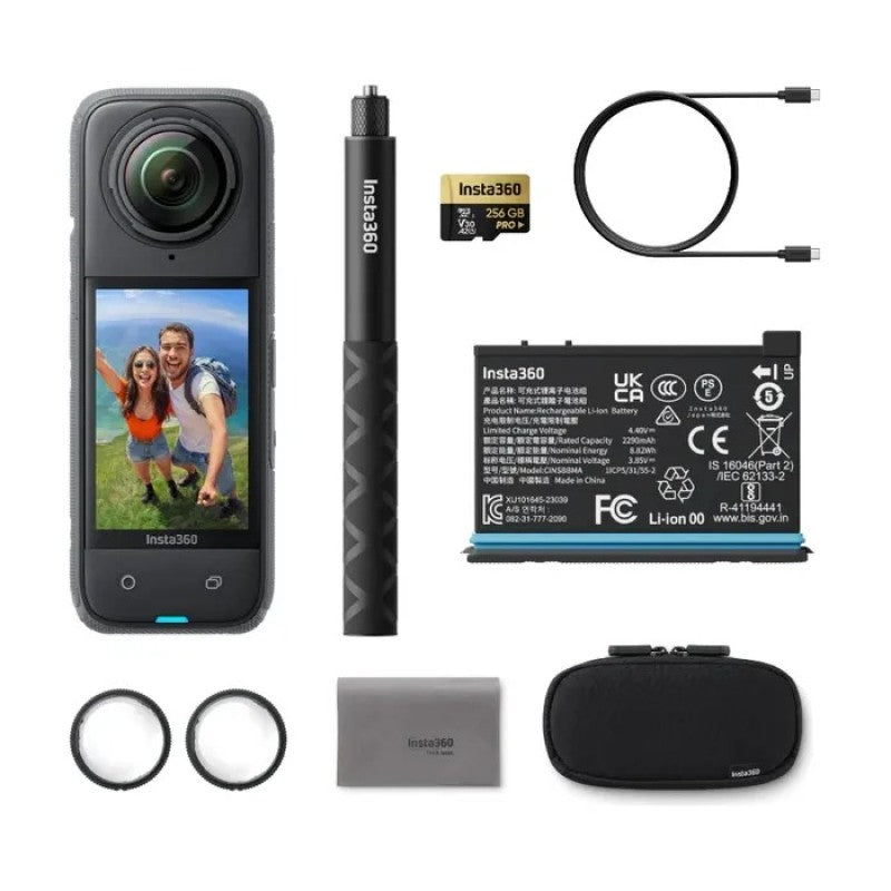 Cámara Deportiva Insta360 X4 Adventure Bundle Batería Extra - Negro