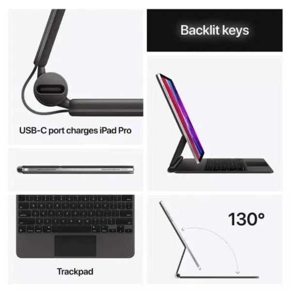 Apple Magic Keyboard Para iPad Pro 12.9 Negro Teclado Ingles - Tecno Outlet Colombia